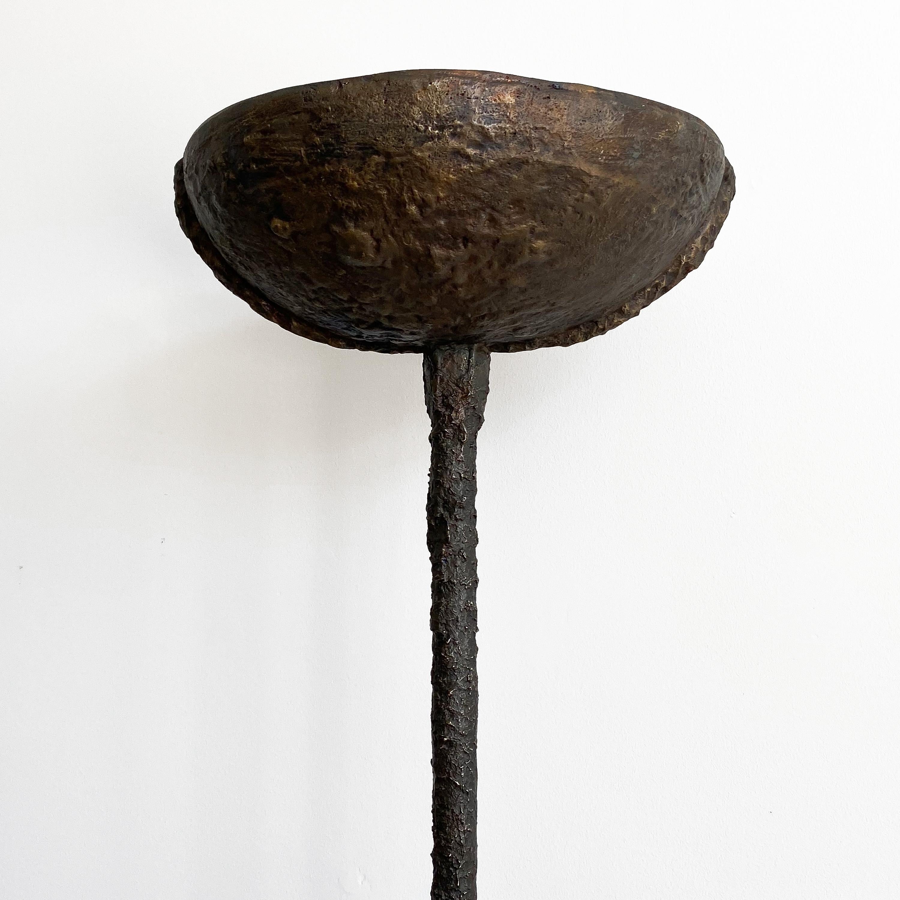 Pair of Brutalist Solid Bronze Torchère Floor Lamps 6