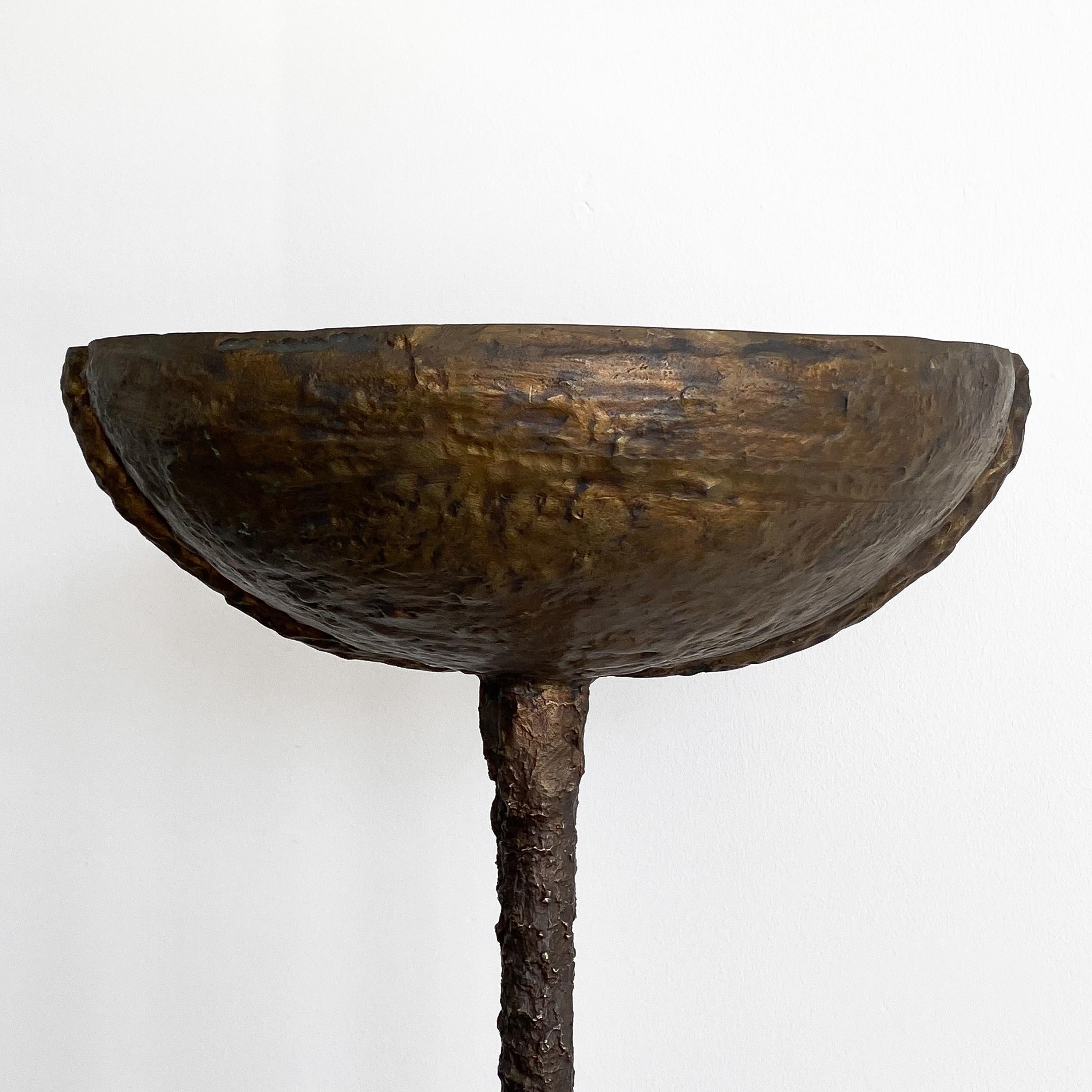 Pair of Brutalist Solid Bronze Torchère Floor Lamps 11