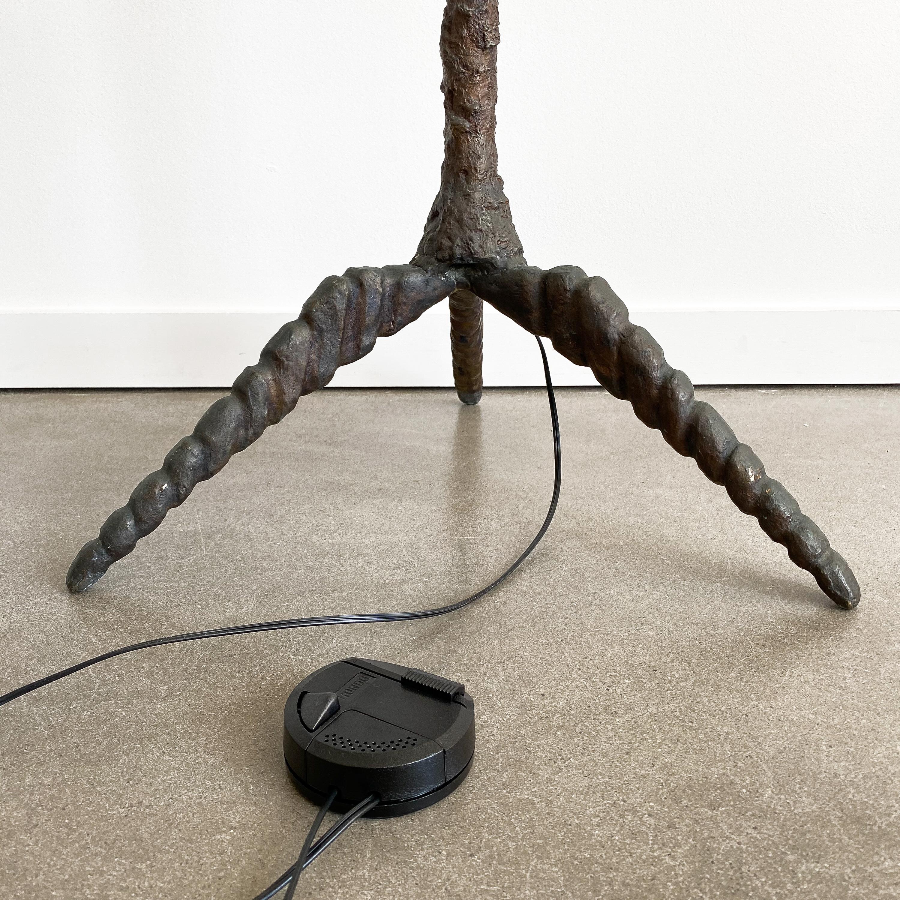 Pair of Brutalist Solid Bronze Torchère Floor Lamps 13