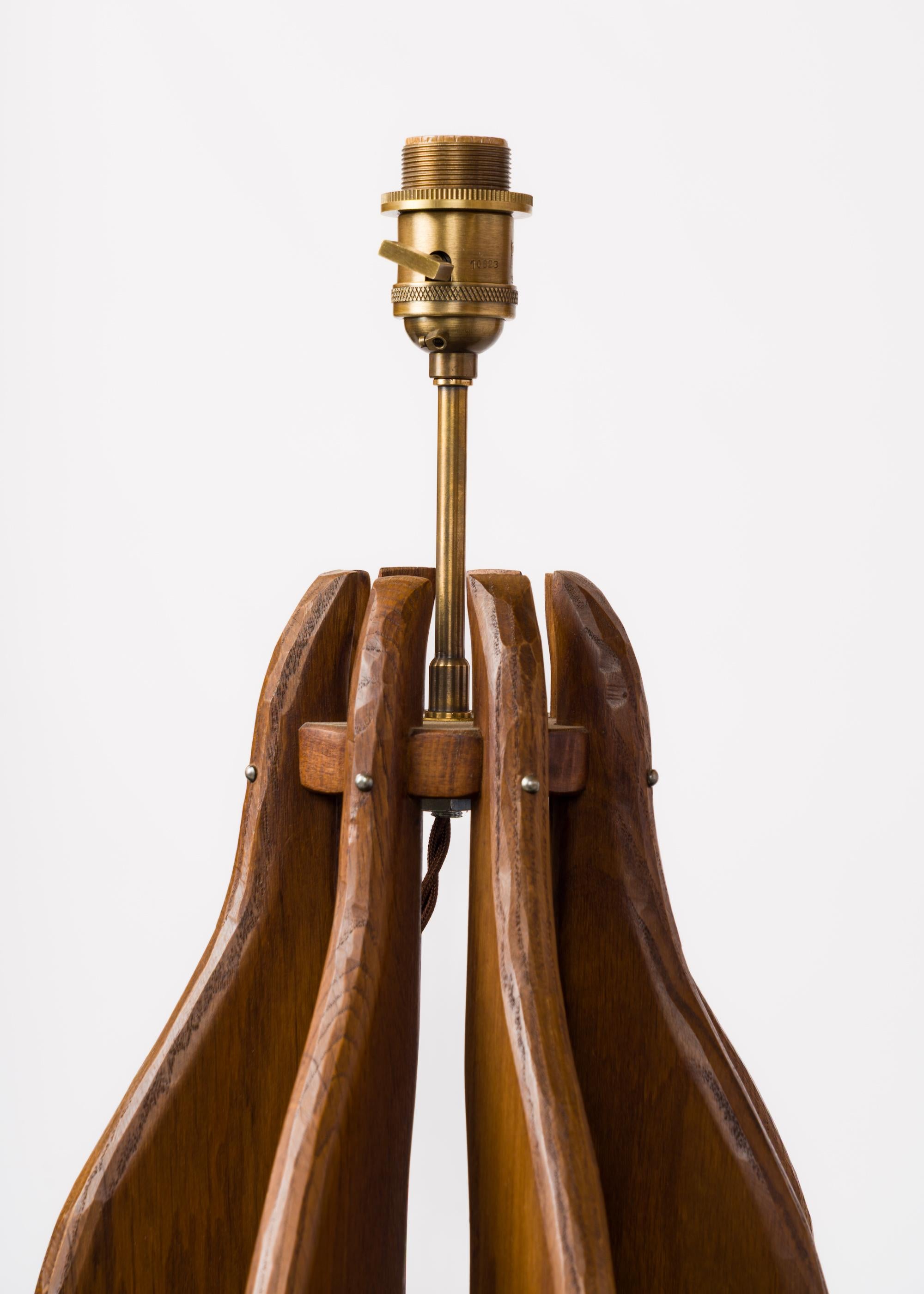 Pair of Brutalist Stained Oak Wing Lamps - France 1970's For Sale 2
