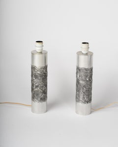 Paire de lampes de bureau brutalistes en acier inoxydable par Willy Luyckx - Belgique 1970