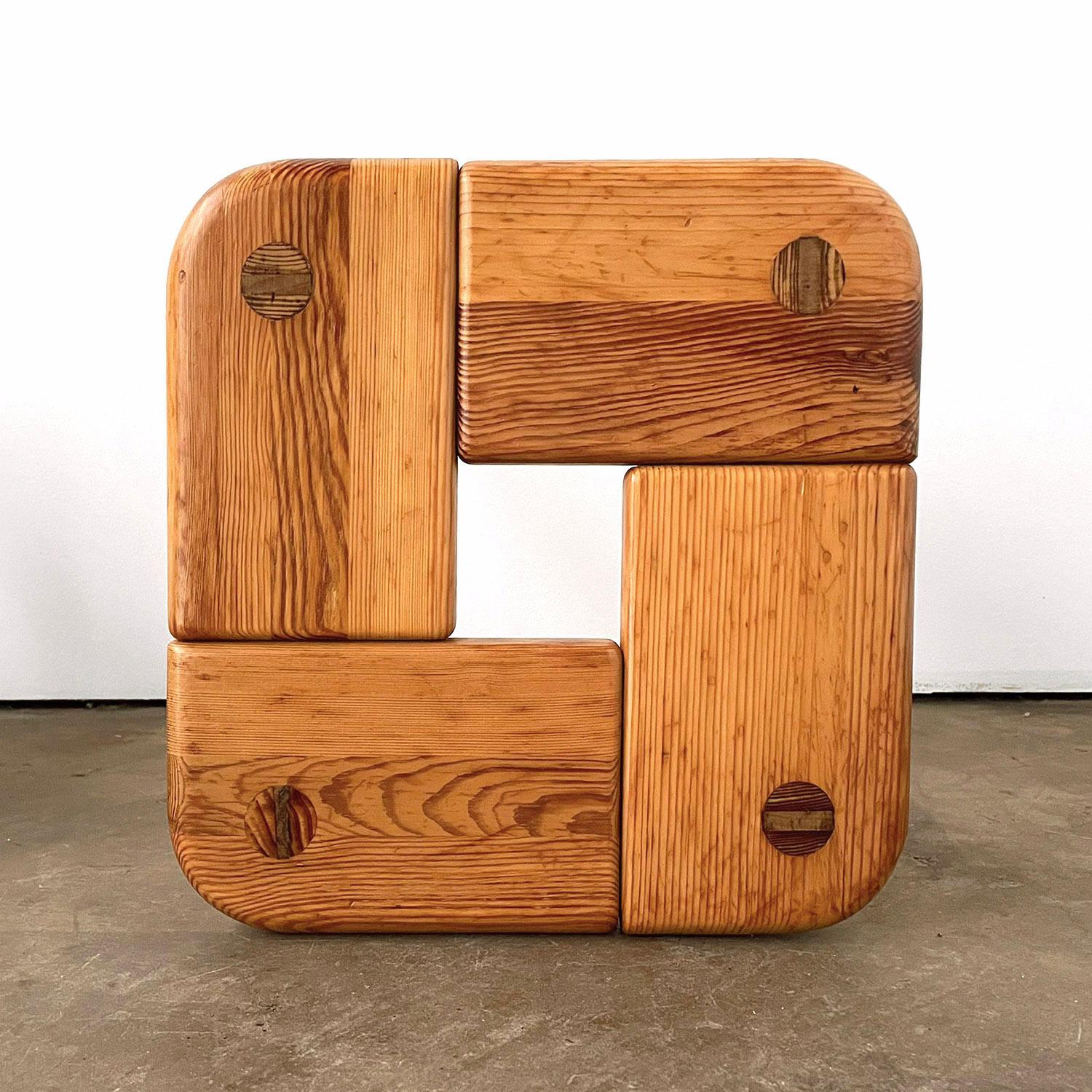 Late 20th Century Pair of Brutalist Stools