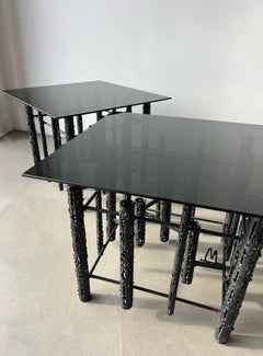 Paire de tables d'appoint en acier soudé de Studio Brutaliste par Masciarelli pour Regent