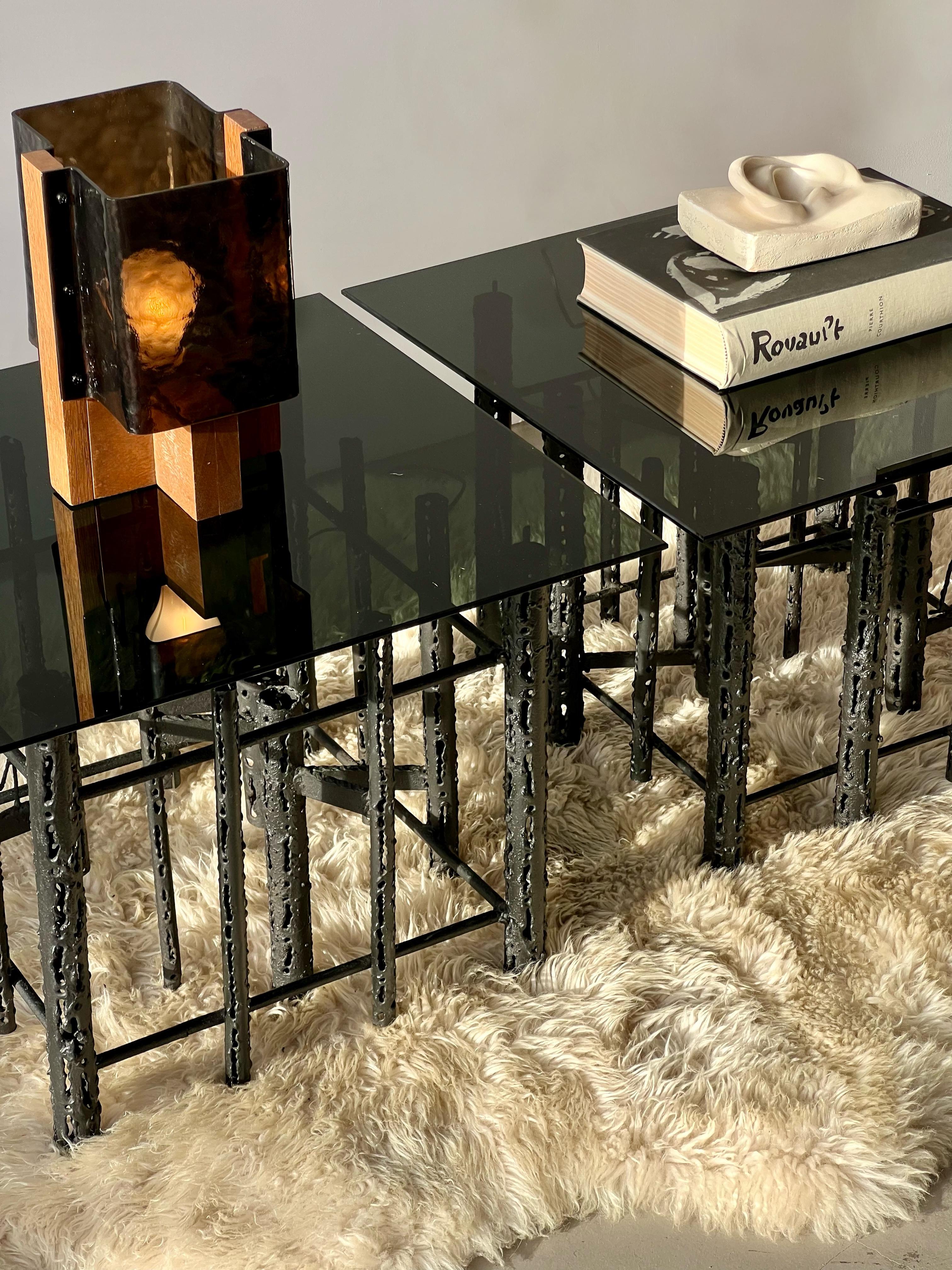 Paire de tables d'appoint en acier soudé de Studio Brutaliste par Masciarelli pour Regent en vente 1