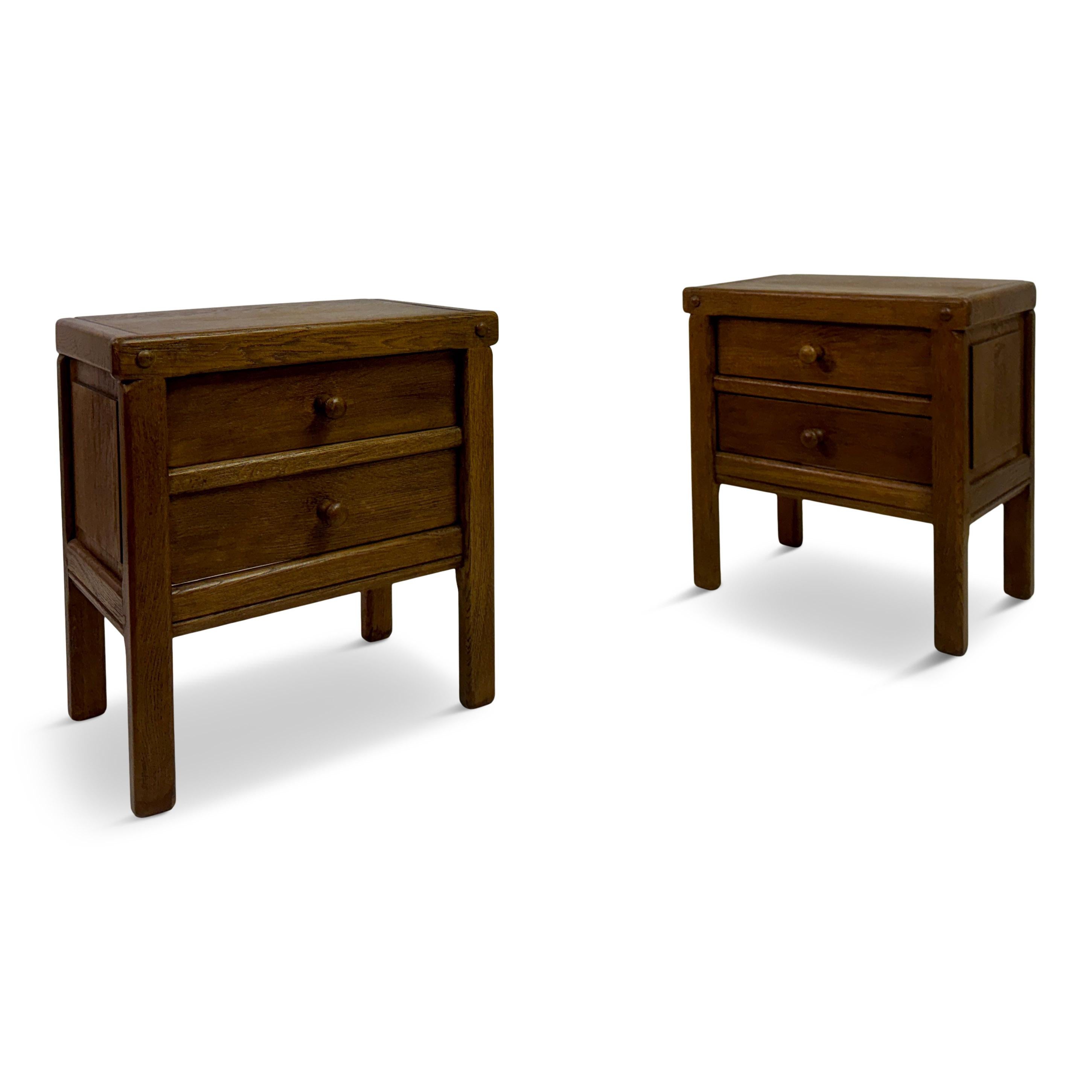 Pair of Brutalist Style Bedside Tables or Nightstands For Sale 7