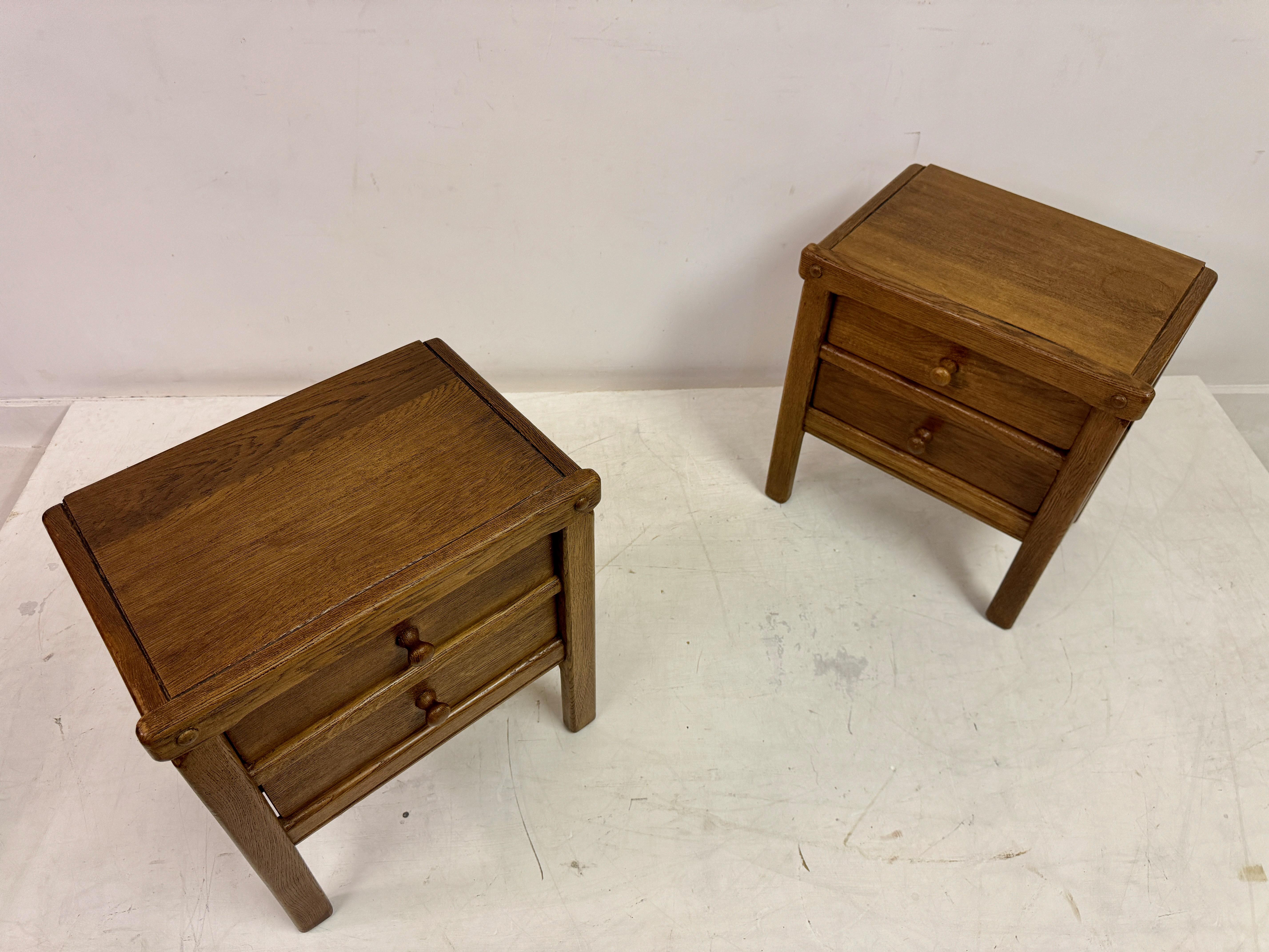 20th Century Pair of Brutalist Style Bedside Tables or Nightstands