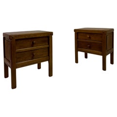 Retro Pair of Brutalist Style Bedside Tables or Nightstands