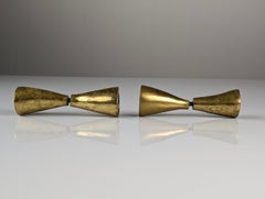 Pair of Brutalist Style Double Bronze Knobs, 1970s