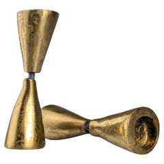 Pair of Brutalist Style Double Bronze Knobs, 1970s