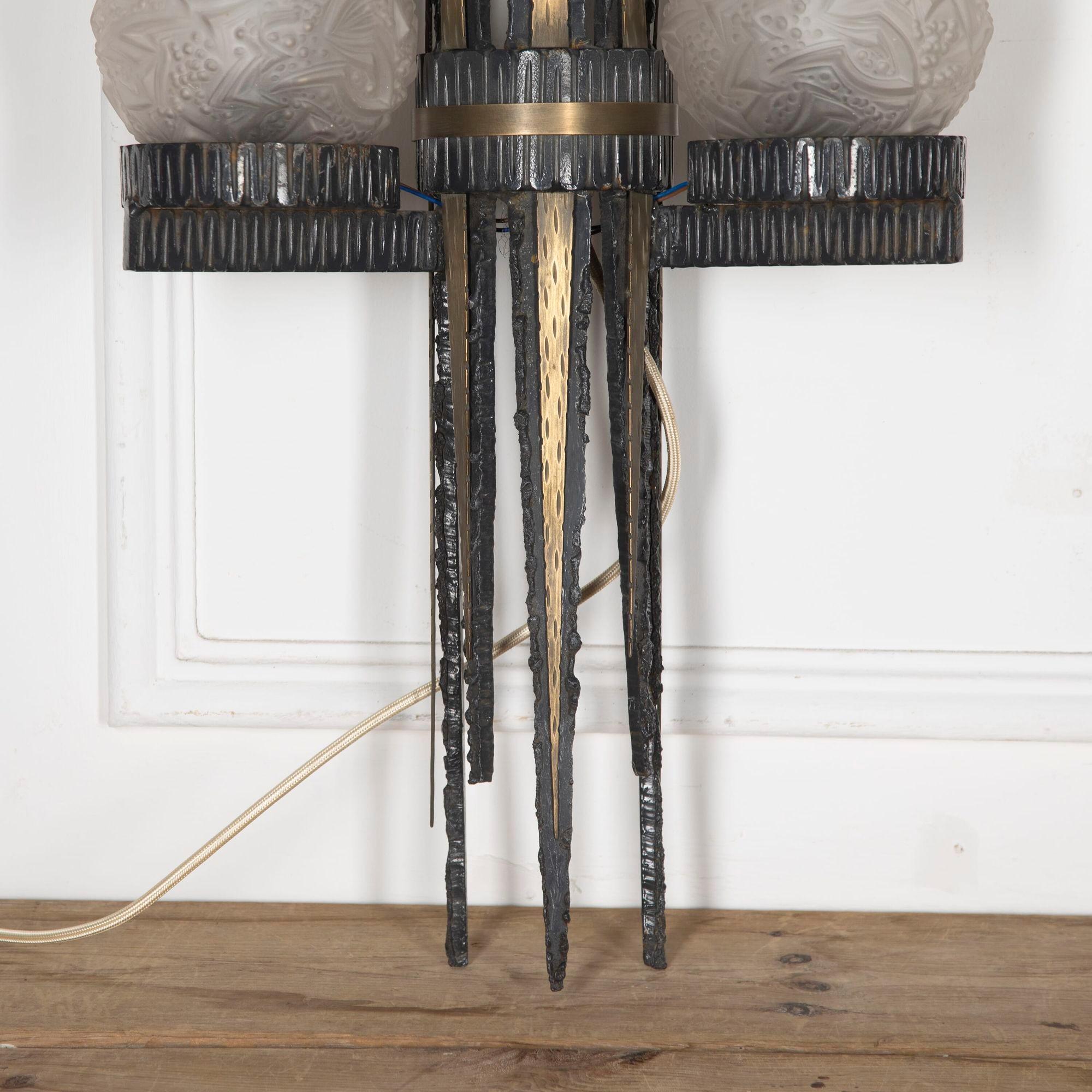 Pair of Brutalist Style French Wall Sconces In Good Condition For Sale In Gloucestershire, GB