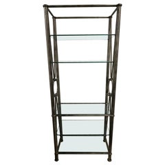 Coppia di Etagere in acciaio e vetro in stile brutalista