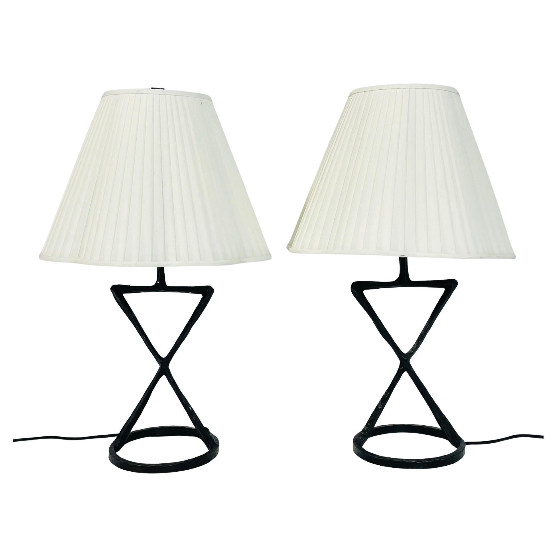 Pair of Brutalist Style Table Lamps by Visual Comfort from the Anneu Collection