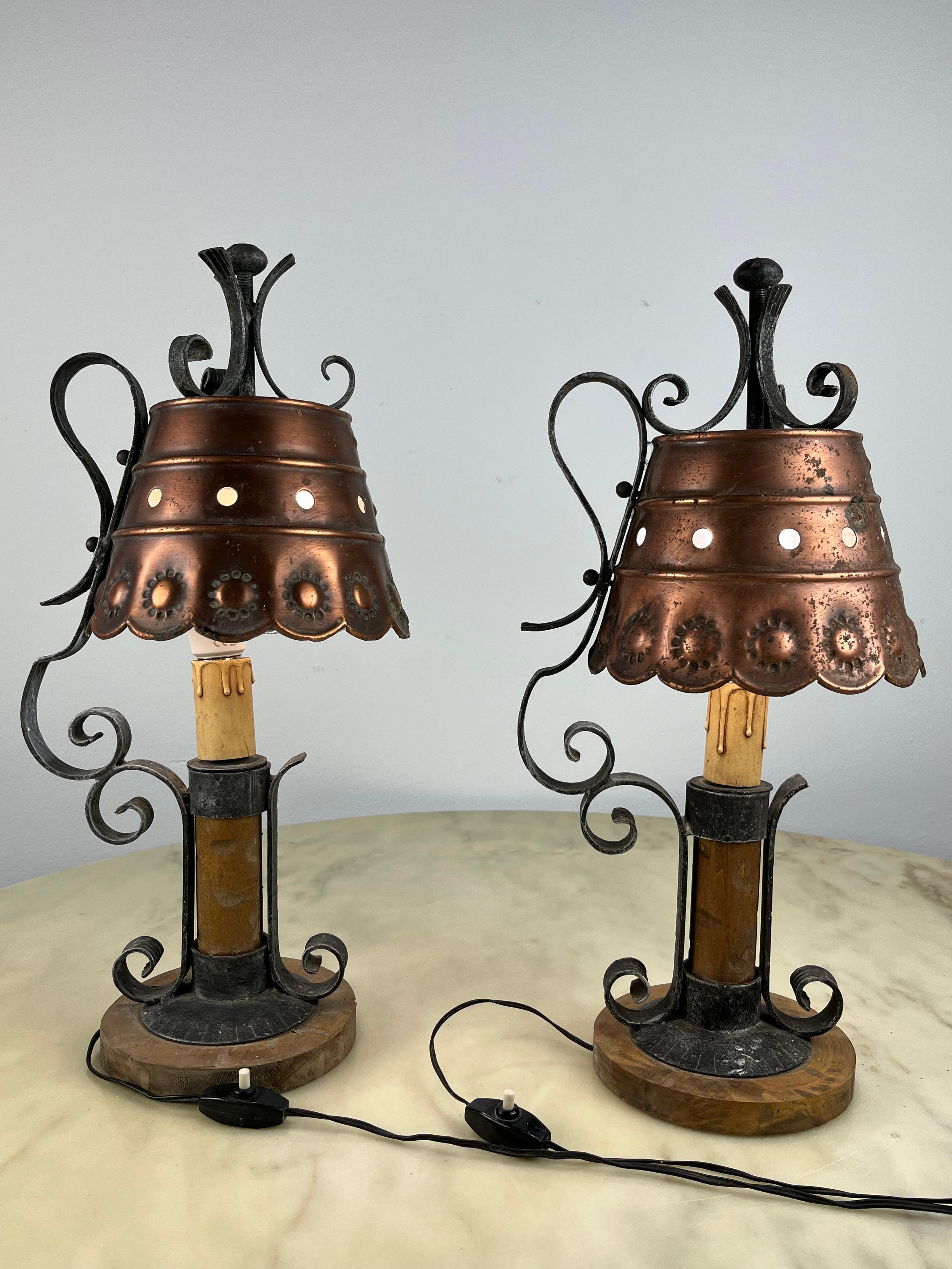 Ensemble de 2 lampes de table de style brutaliste mi-siècle, design italien des années 1960 en vente 4