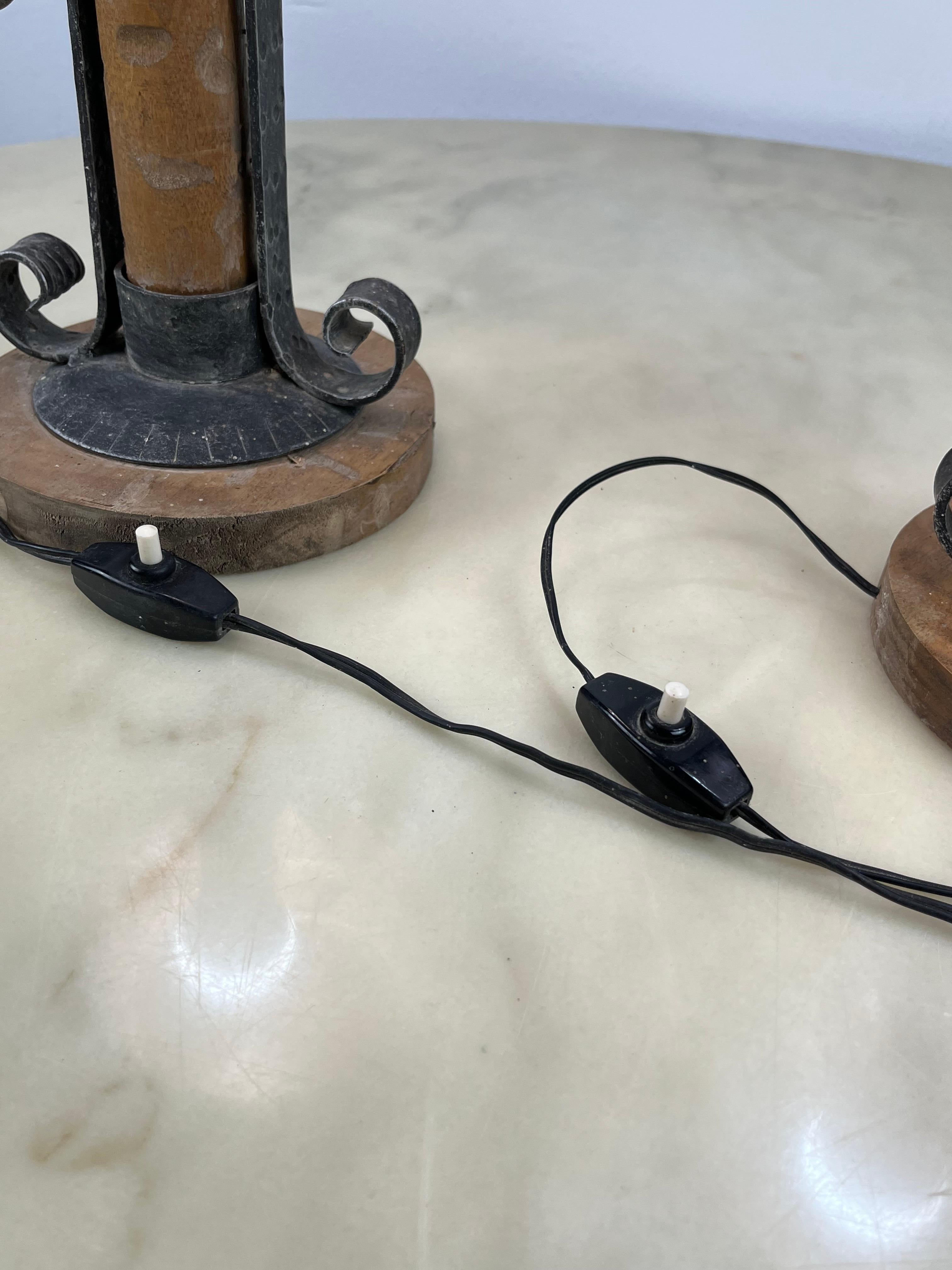Ensemble de 2 lampes de table de style brutaliste mi-siècle, design italien des années 1960 en vente 6