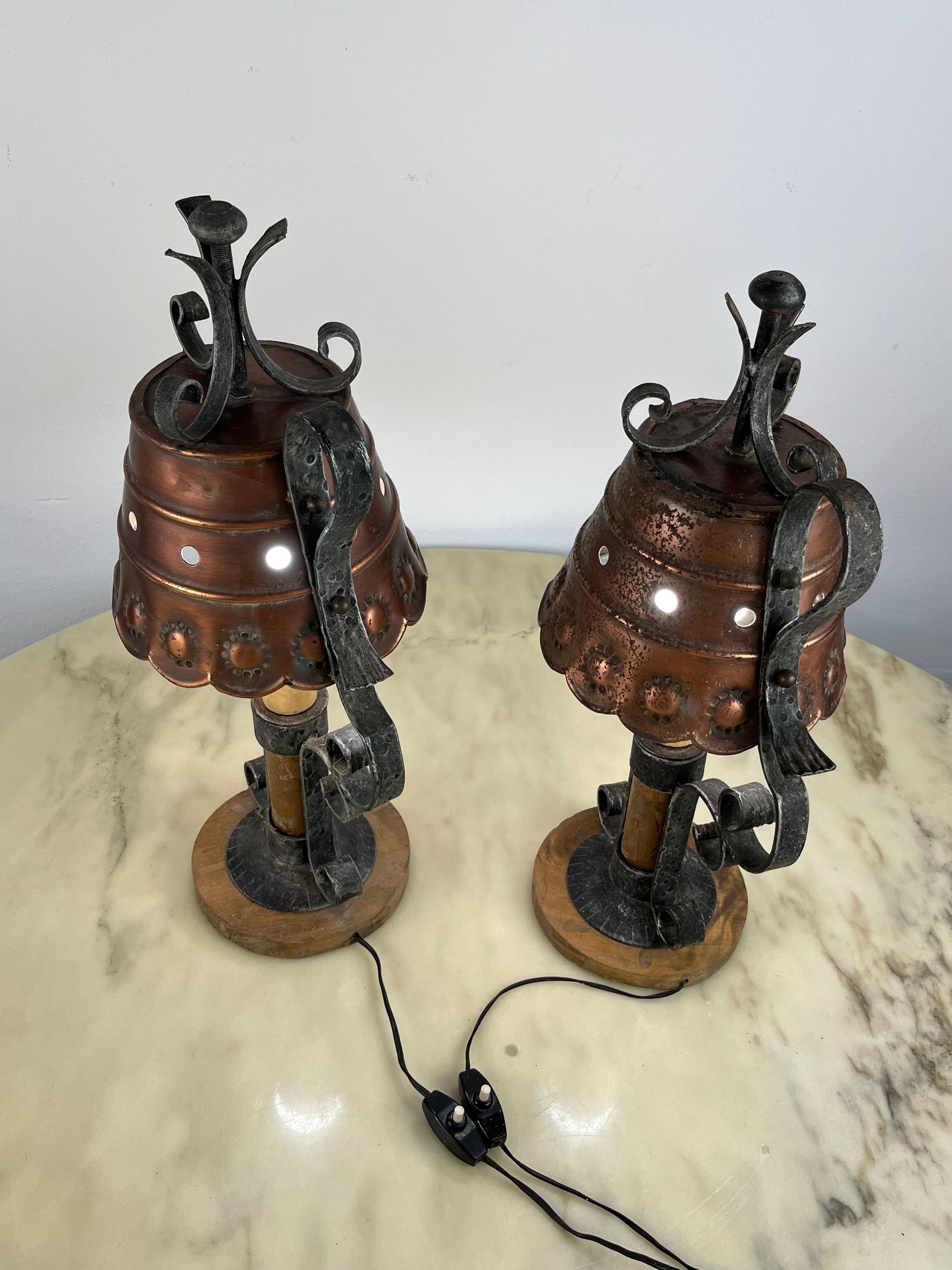 Ensemble de 2 lampes de table de style brutaliste mi-siècle, design italien des années 1960 en vente 9