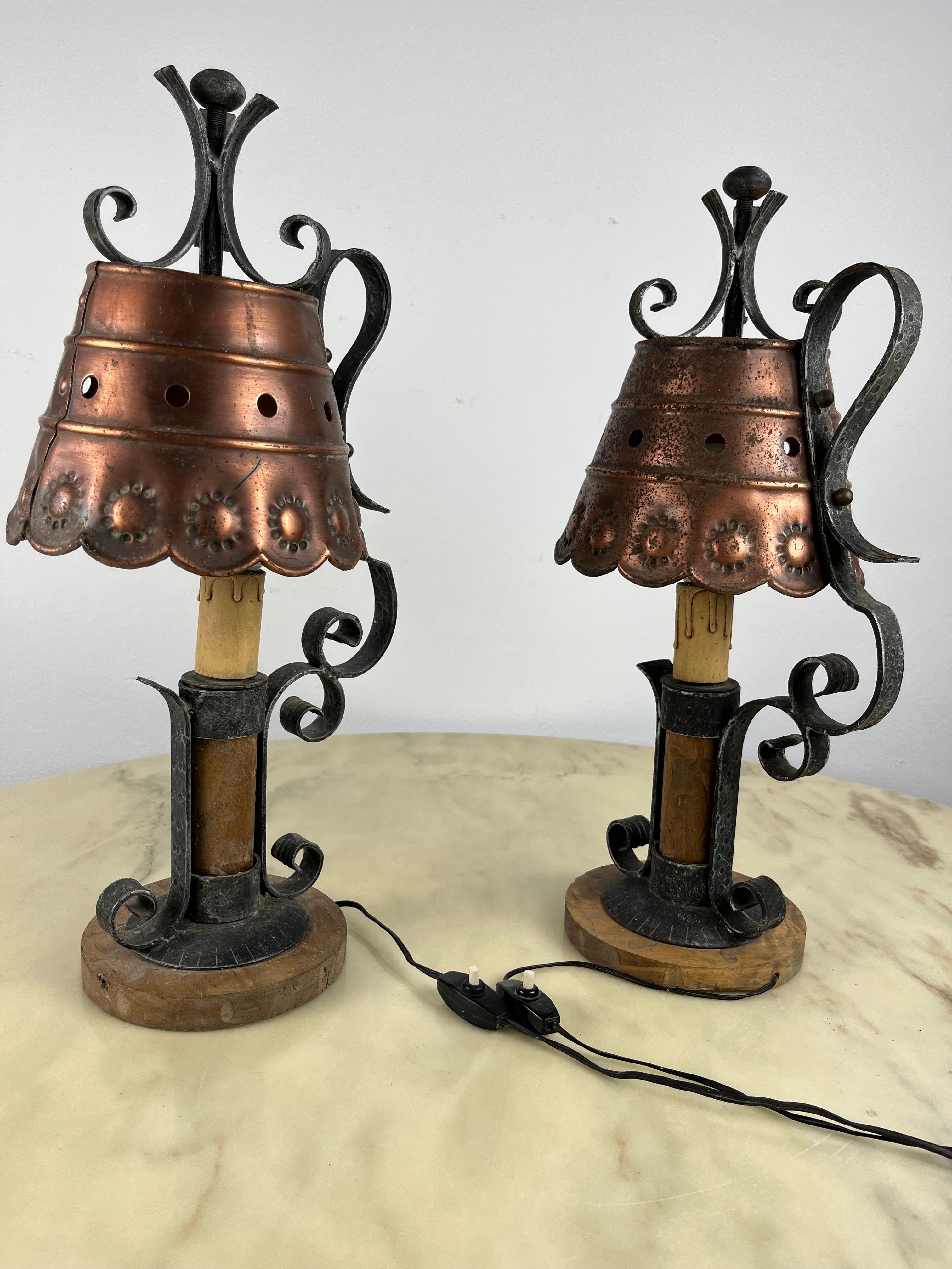 Ensemble de 2 lampes de table de style brutaliste mi-siècle, design italien des années 1960 en vente 11