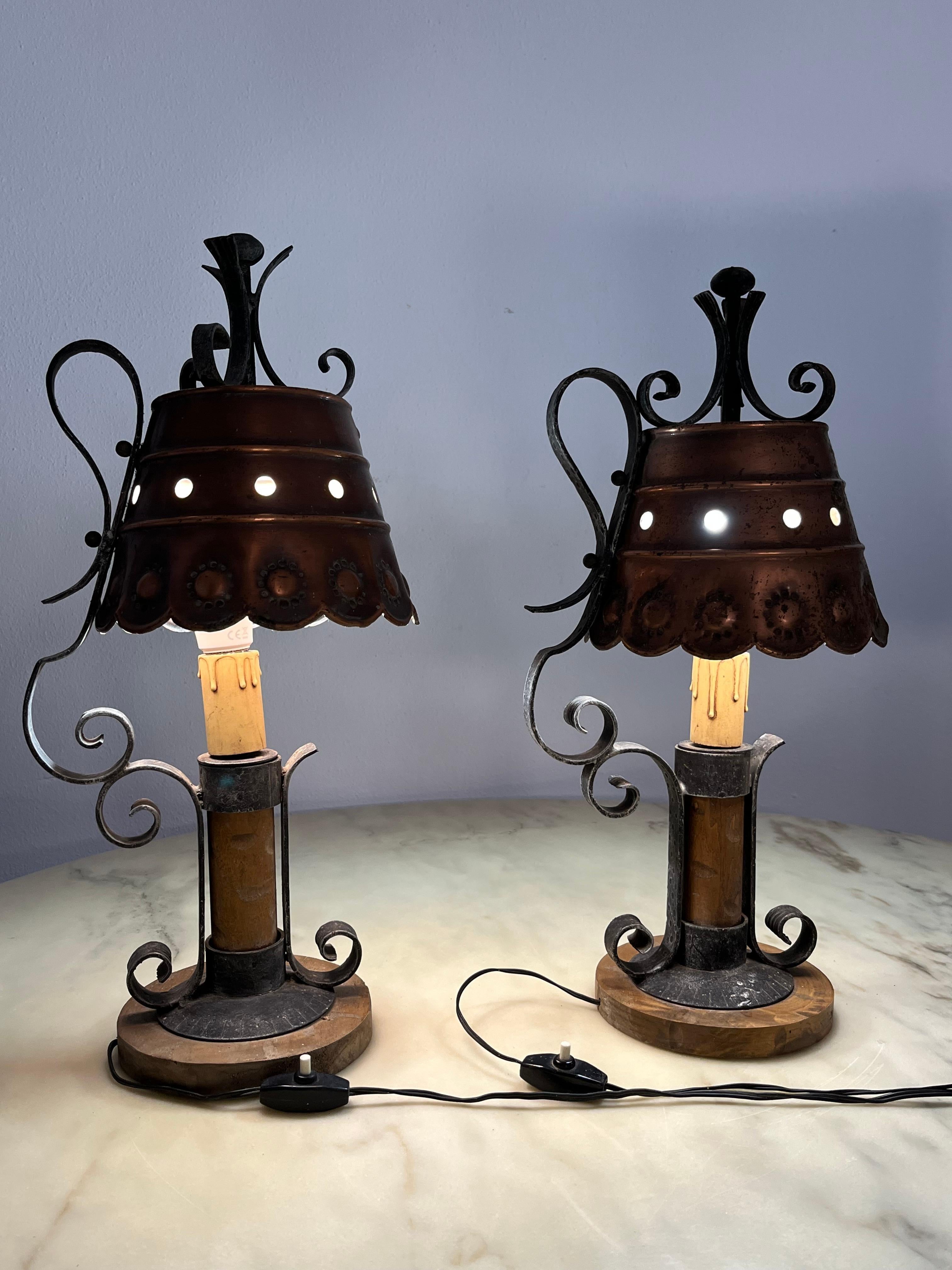Ensemble de 2 lampes de table de style brutaliste mi-siècle, design italien des années 1960 en vente 1