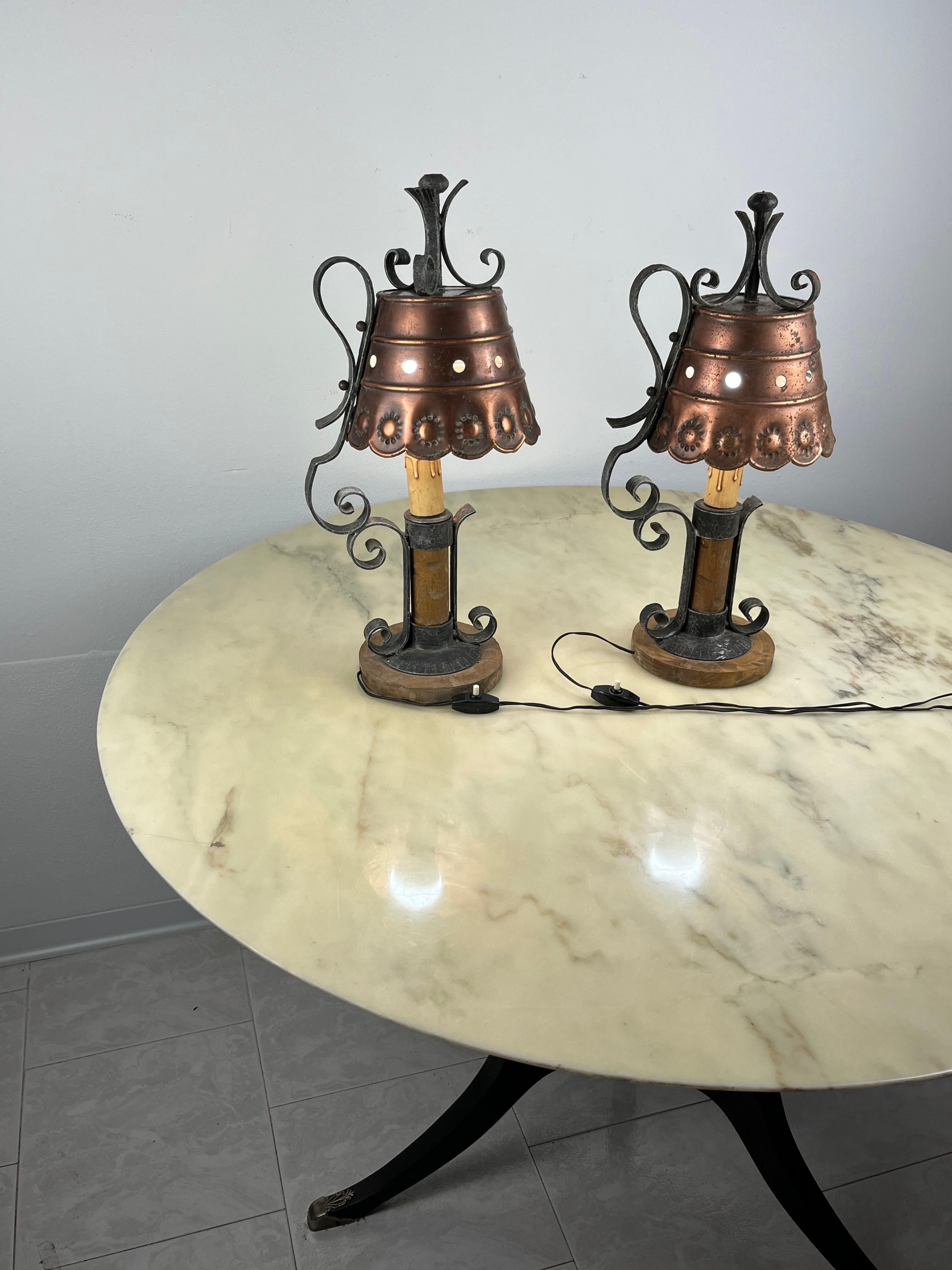 Ensemble de 2 lampes de table de style brutaliste mi-siècle, design italien des années 1960 en vente 2