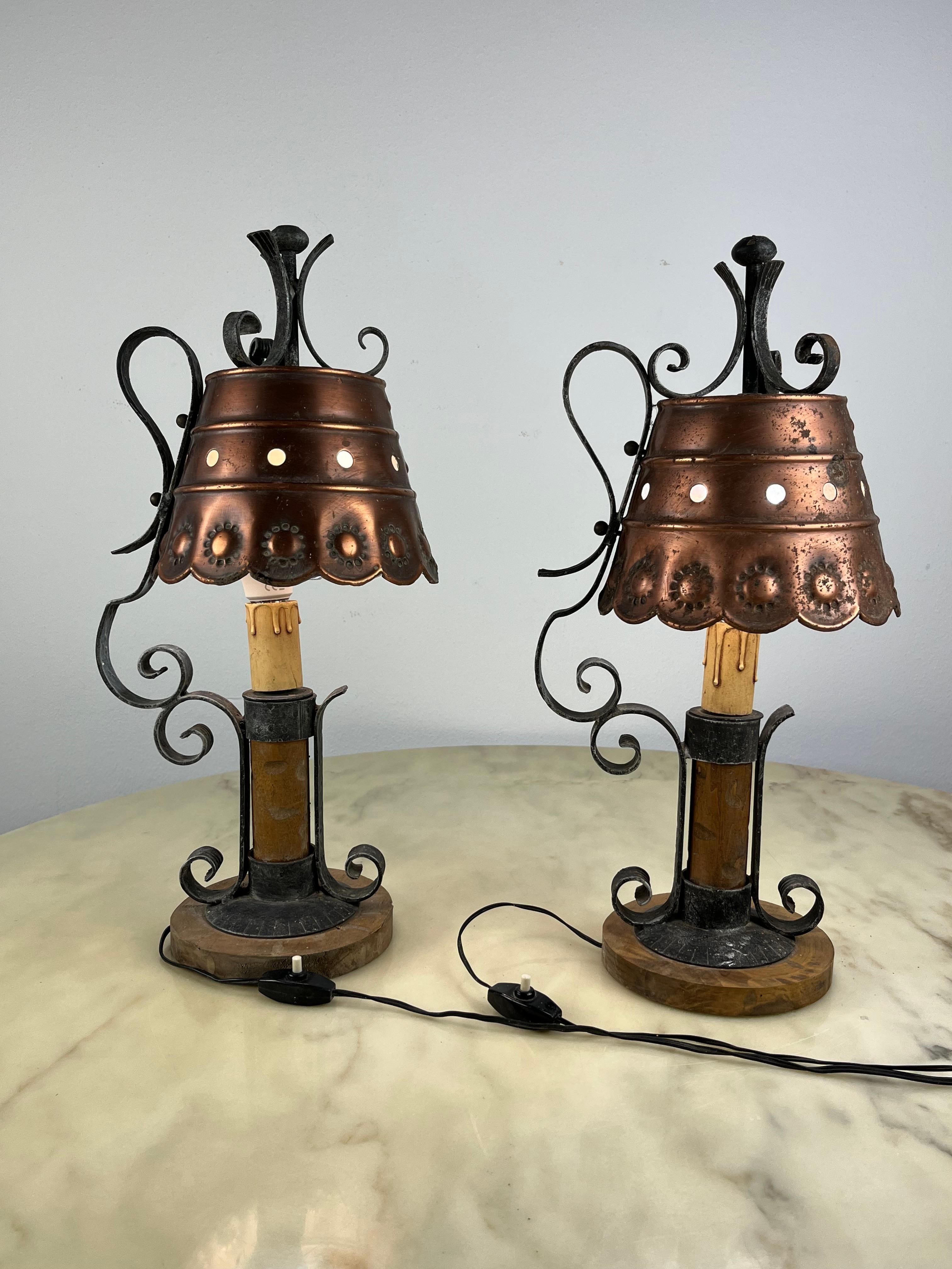 Set Of 2 Mid-Century Brutalist Style Table Lamps Italian Design 1960s For Sale 4