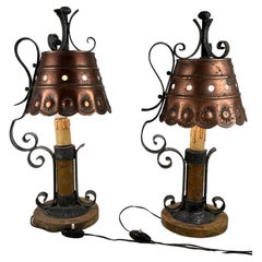 Pair of Brutalist Style Table Lamps, Italy, 1960s
