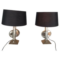 Pair of brutalist table lamps, 1970s