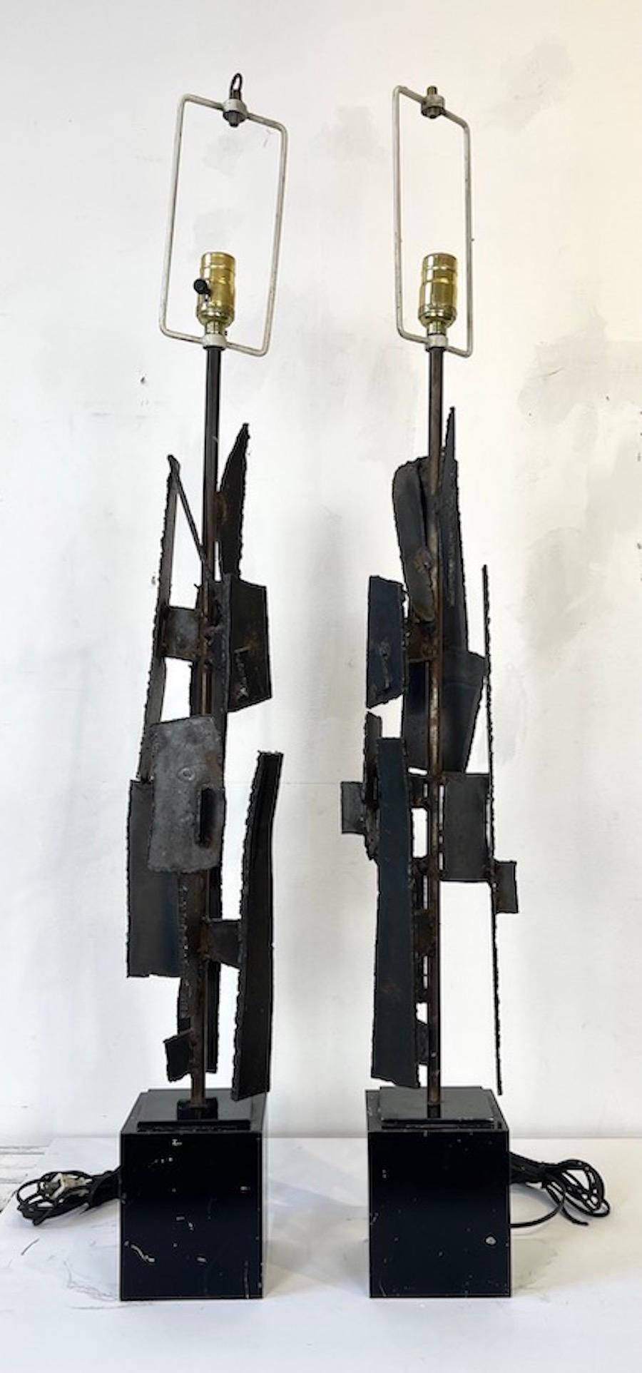 Pair of Brutalist Table Lamps by Harry Balmer for Laurel Lamp Co., 1963 In Fair Condition In Toronto, CA