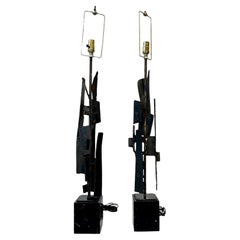 Pair of Brutalist Table Lamps by Harry Balmer for Laurel Lamp Co., 1963
