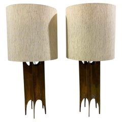 Pair of Brutalist Table Lamps in the Style of Maurizio Tempestini, Italy, 1970s