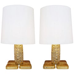 Pair of Brutalist Table Lamps Luciano Frigerio for Frigerio, Italy, 1970s