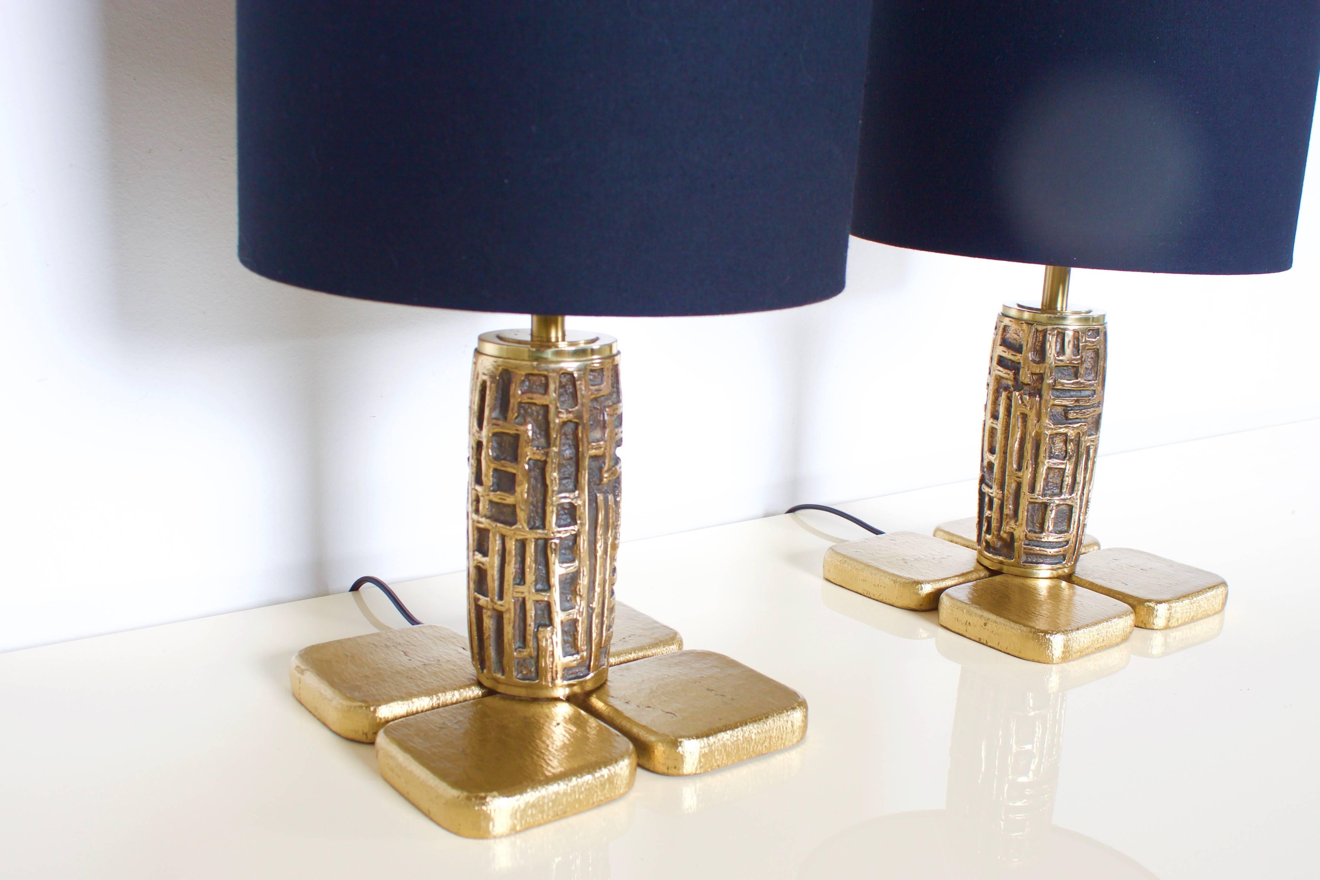 Pair of Brutalist Table Lamps Luciano Frigerio for Frigerio, Italy, 1970s In Good Condition In Echt, NL
