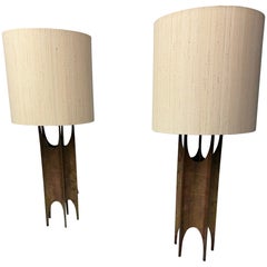 Pair of brutalist table lamps-organic shape, Maurizio Tempestini style- Italy