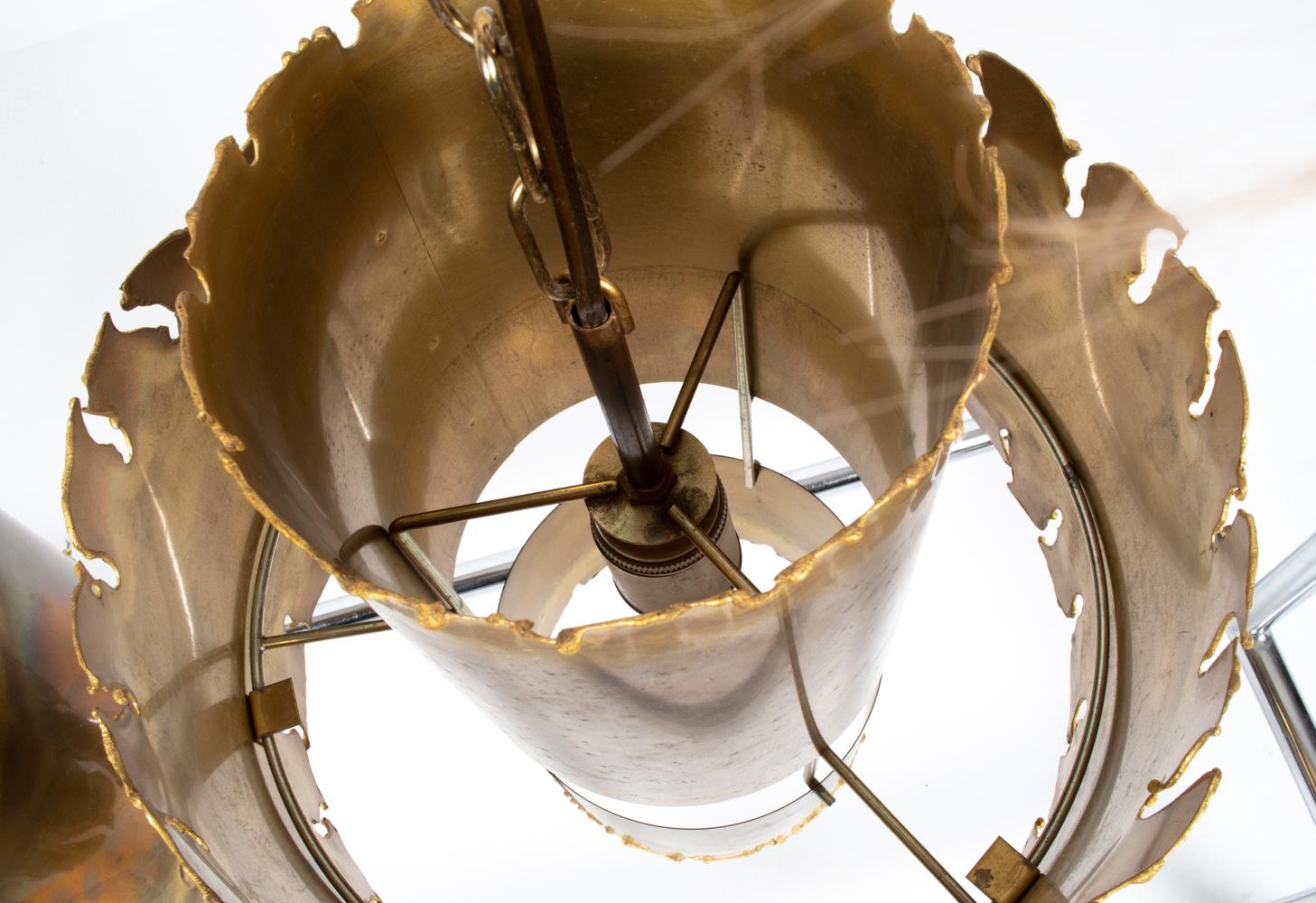 Pair of Brutalist Torch-Cut Brass Pendant Lights by Svend Aage Holm Sørensen For Sale 10