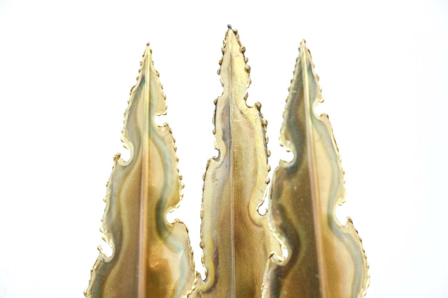 20th Century Pair of Brutalist Torch-Cut Brass Wall Sconces by Holm Sørensen, c. 1960's