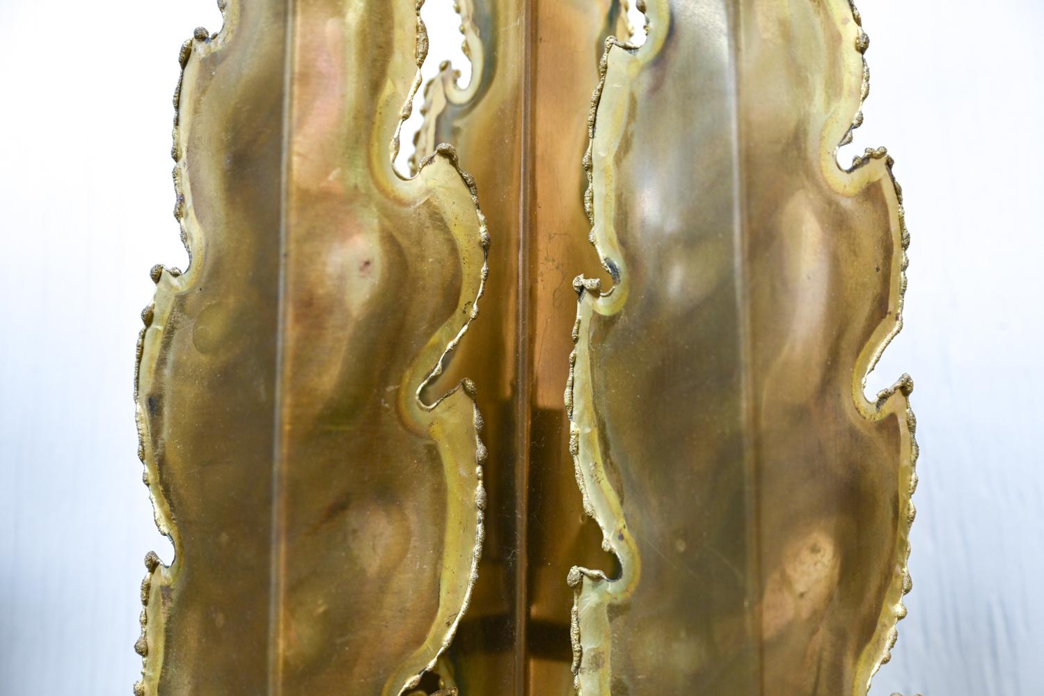 Pair of Brutalist Torch-Cut Brass Wall Sconces by Holm Sørensen, c. 1960's 2