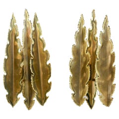 Pair of Brutalist Torch-Cut Brass Wall Sconces by Holm Sørensen, c. 1960's