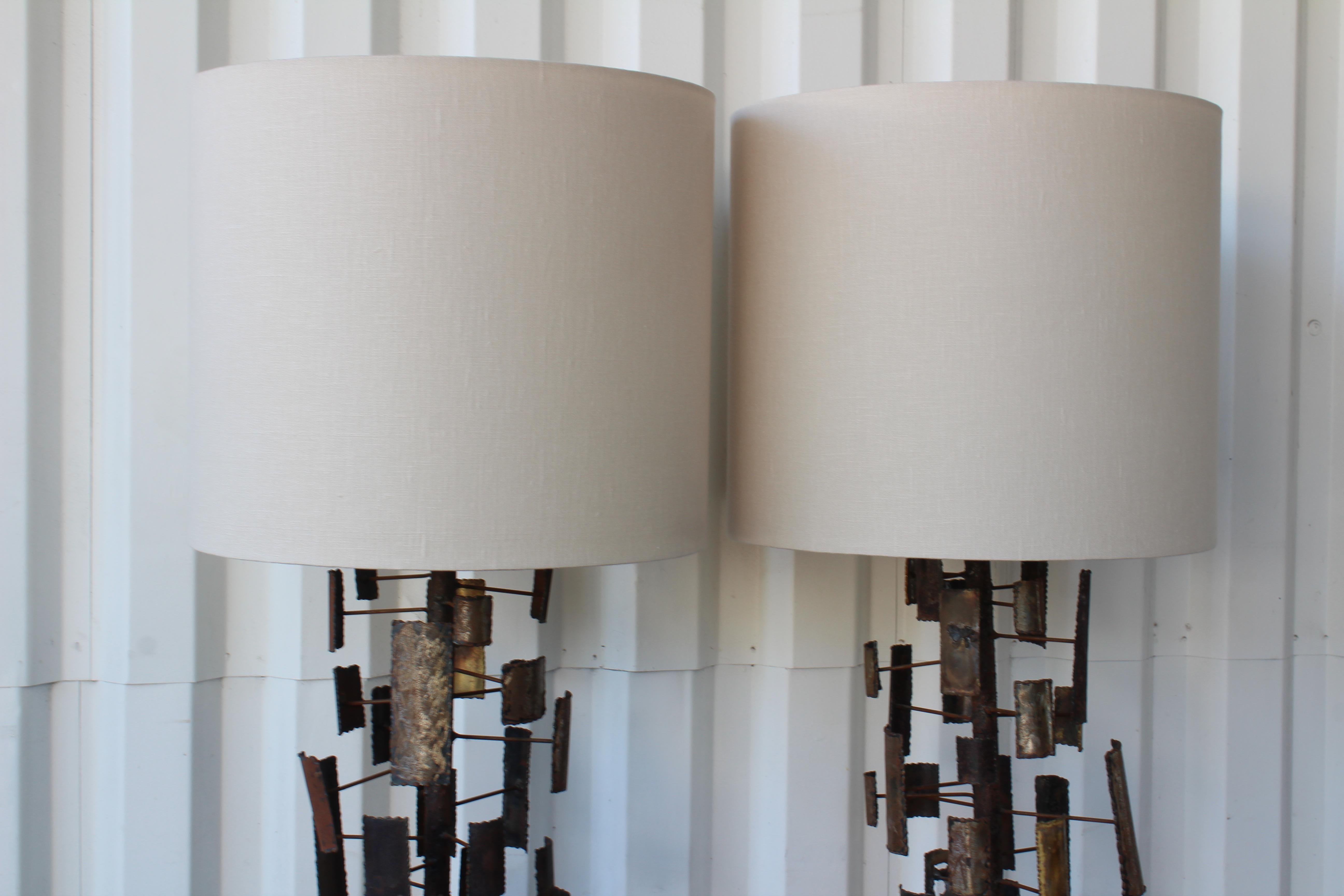 Pair of Brutalist Torch-Cut Table Lamps, U.S.A, 1960s 8