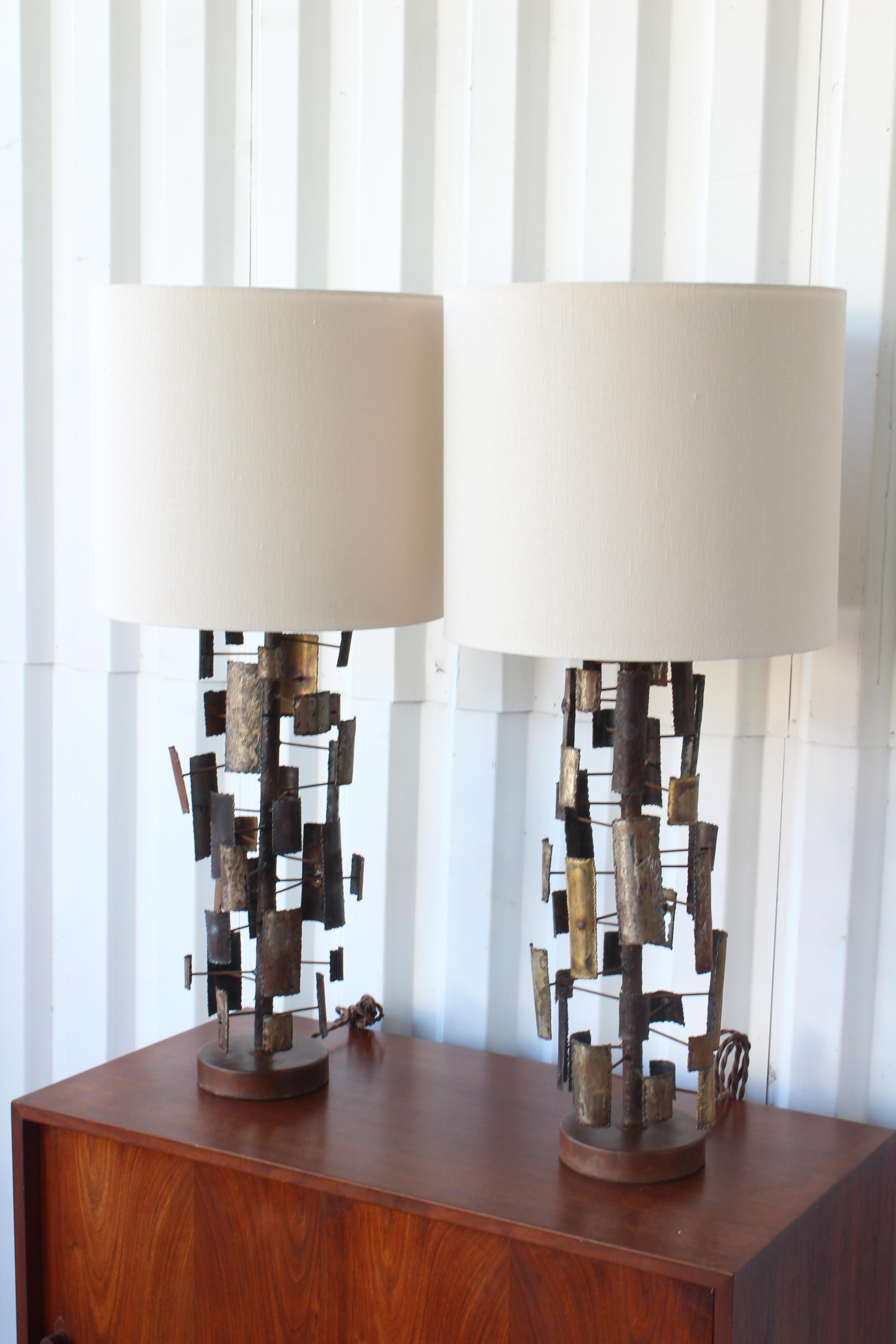 Pair of Brutalist Torch-Cut Table Lamps, U.S.A, 1960s 1