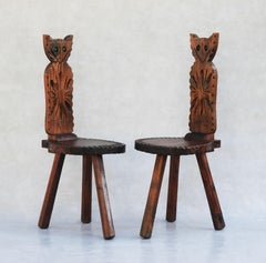Pair of Brutalist Tripod Feline Chairs C50s/60s Spain