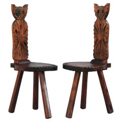 Pair of Brutalist Tripod Feline Chairs C50s/60s Spain