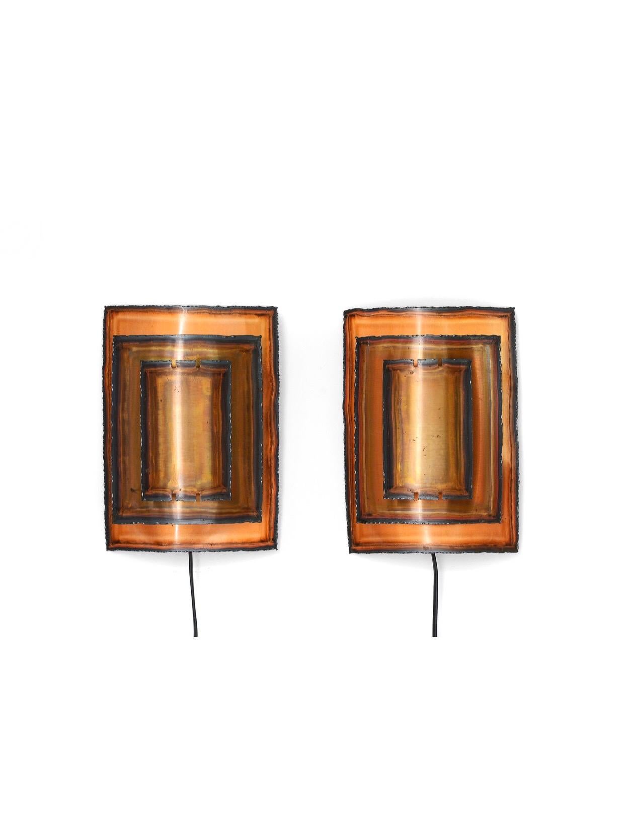 French Pair of Brutalist Wall Lights