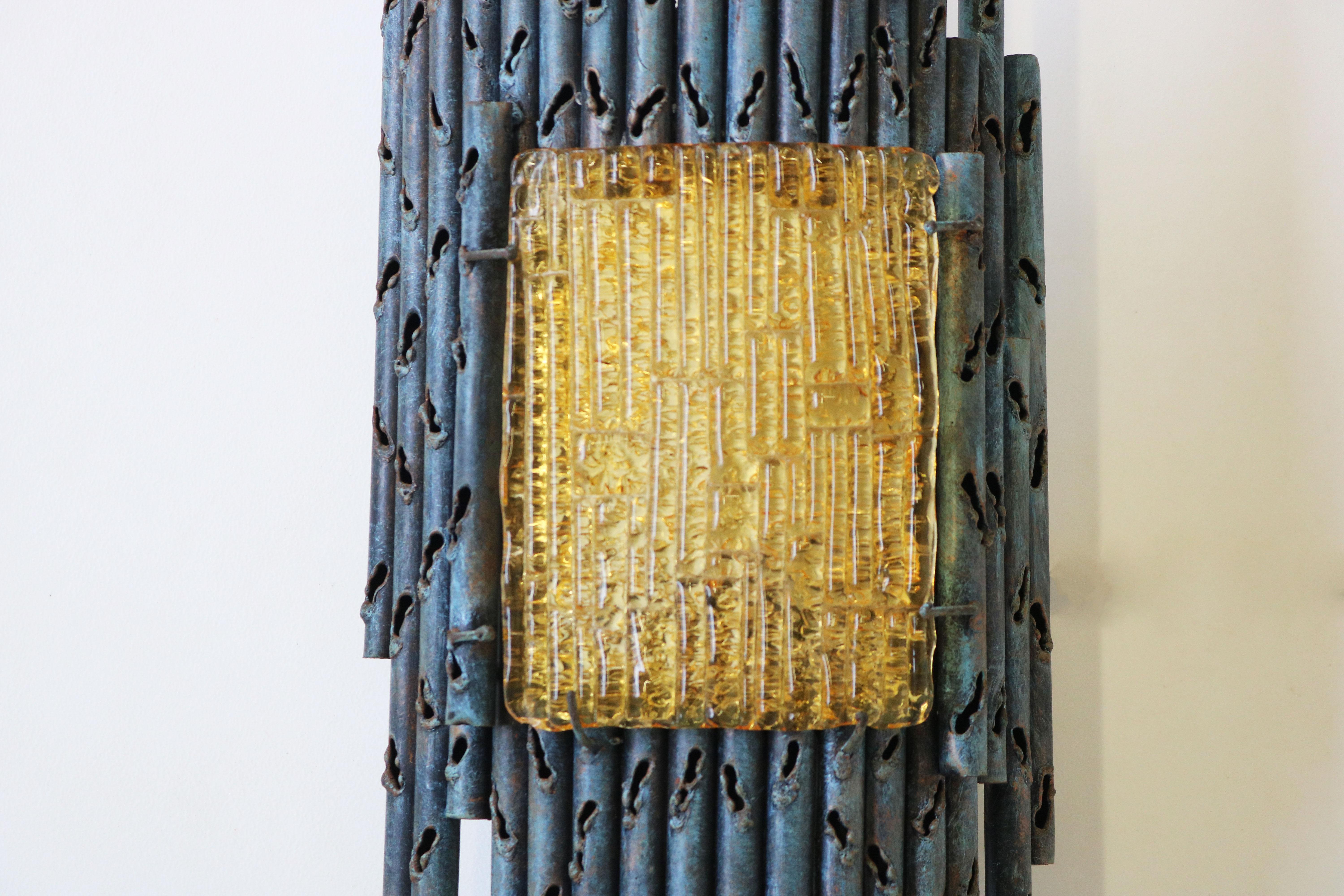 Pair of Brutalist Wall Lights / Sconces by Marcello Fantoni, Italy, 1960, Murano For Sale 4