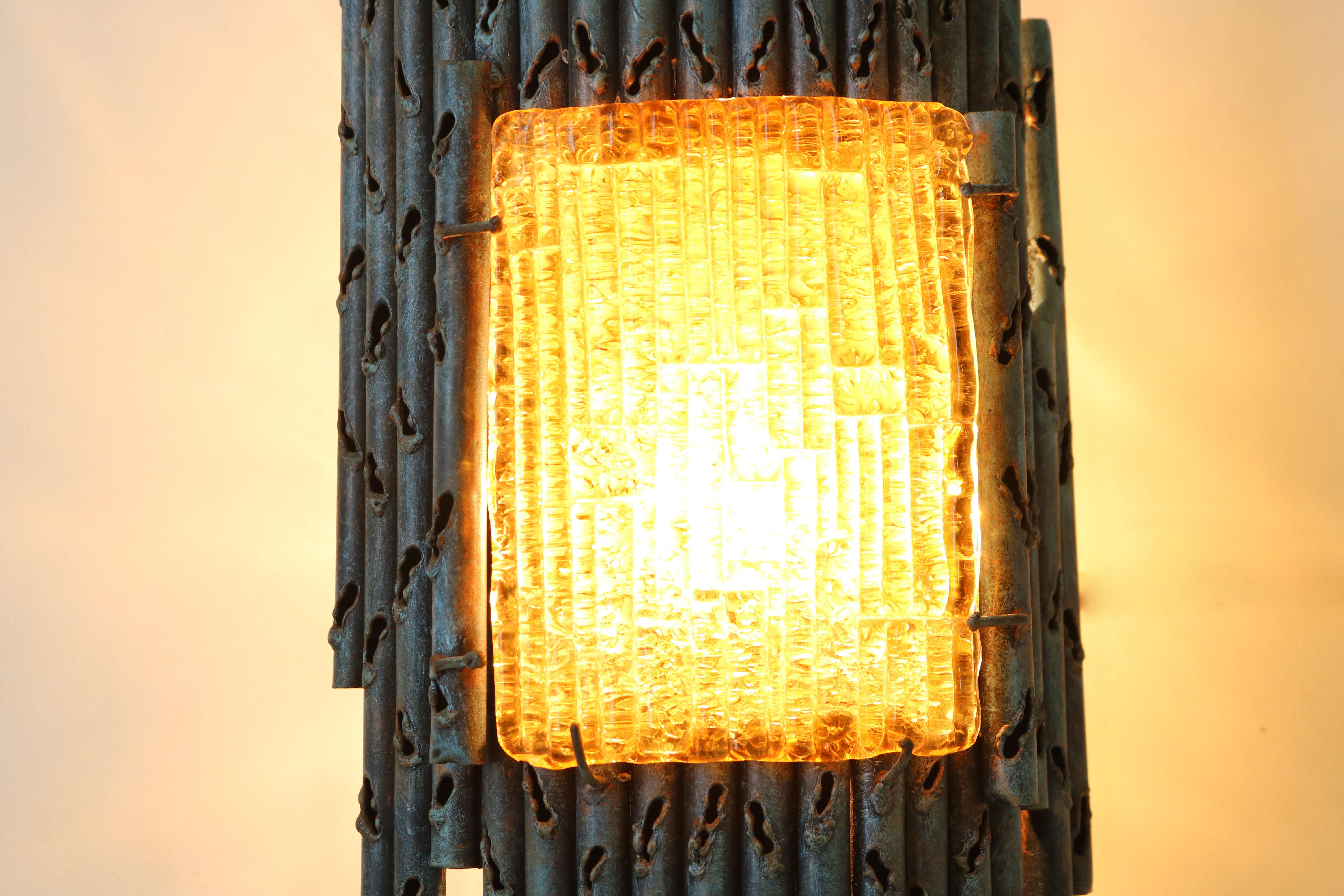 Mid-20th Century Pair of Brutalist Wall Lights / Sconces by Marcello Fantoni, Italy, 1960, Murano For Sale