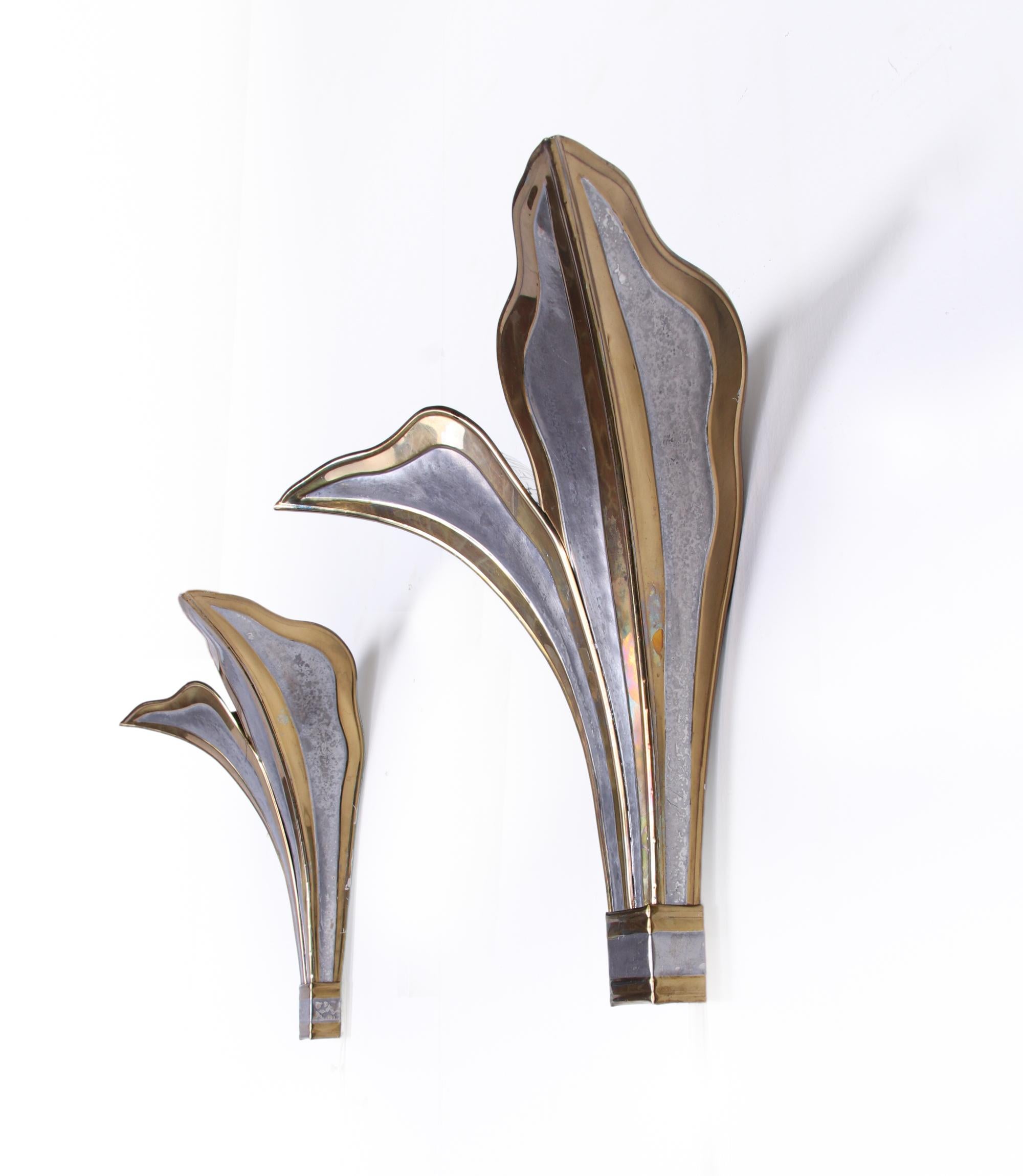 Hand-Crafted Pair of Brutalist Wall Sconces by Henri Fernandez, Maison Honoré, Paris, France For Sale