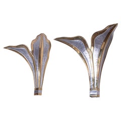 Vintage Pair of Brutalist Wall Sconces by Henri Fernandez, Maison Honoré, Paris, France