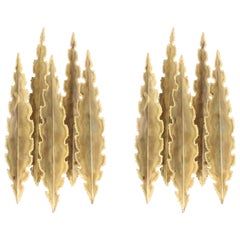 Pair of Brutalist Wall Sconces in Brass by Holm Sorensen, 1960s