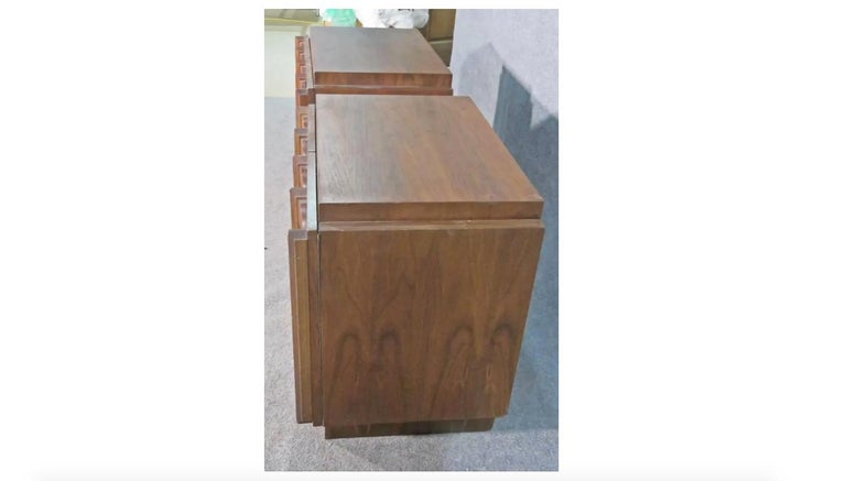 Pair of Brutalist Walnut Night Stands For Sale 1