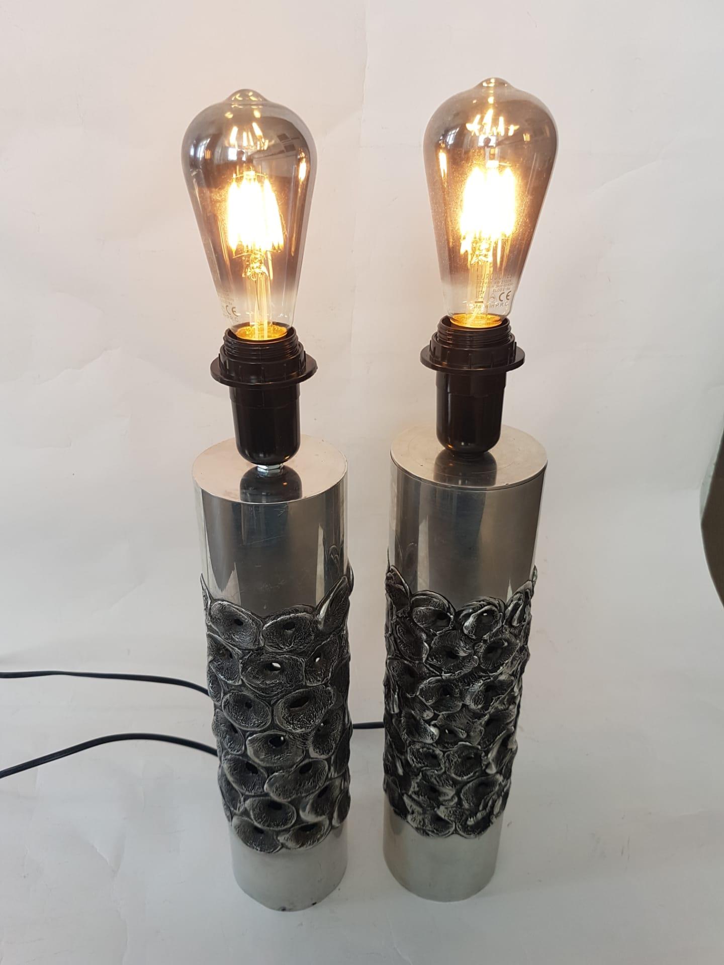 Pair of Brutalist Willy Luyckx Table Lamps, 1970s 5