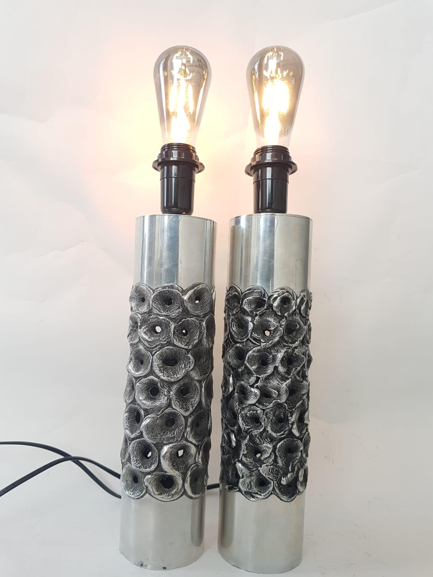 Pair of Brutalist Willy Luyckx Table Lamps, 1970s 6