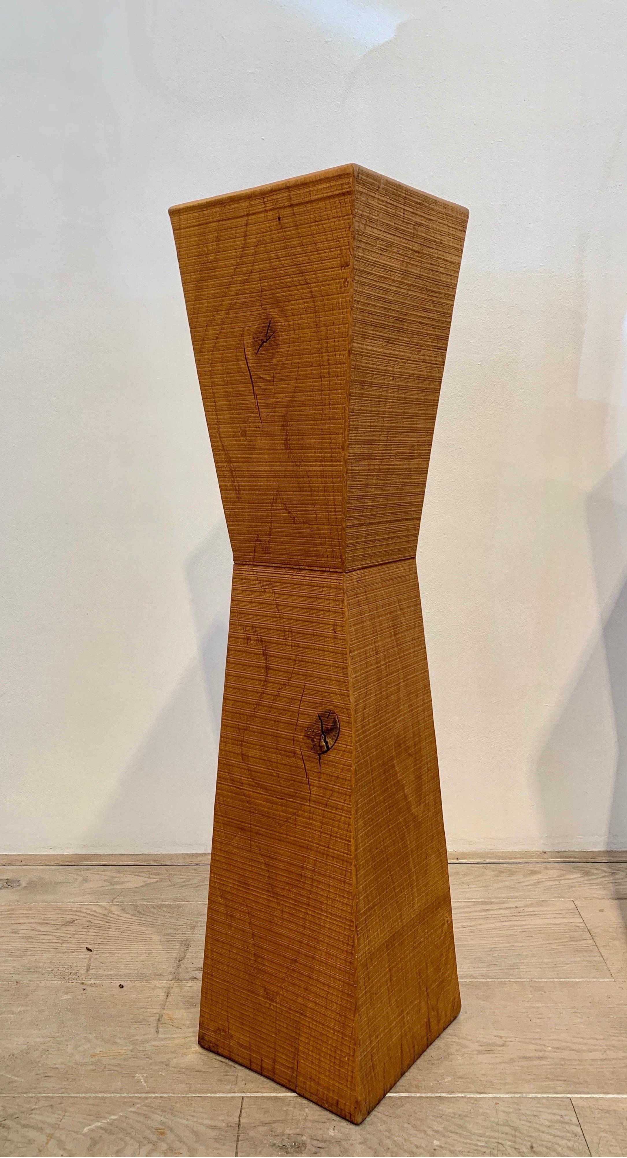 Pair of Brutalist Wood Pedestals, 1980-90s 1