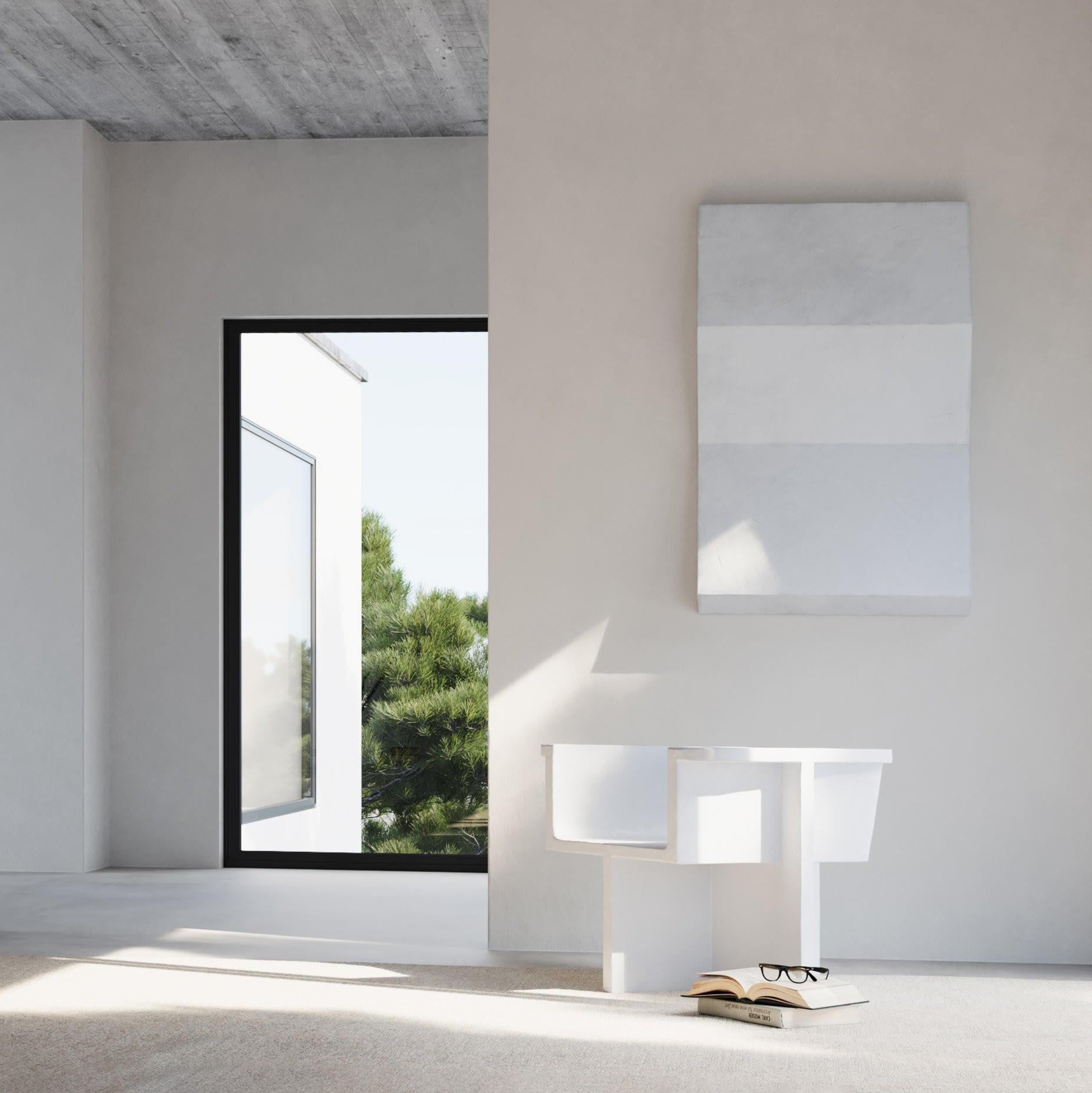 Pareja de Sillones Estilo Brutus, Contemporáneos, Blanco Hueso, Fibra de Hormigón. Francés en venta